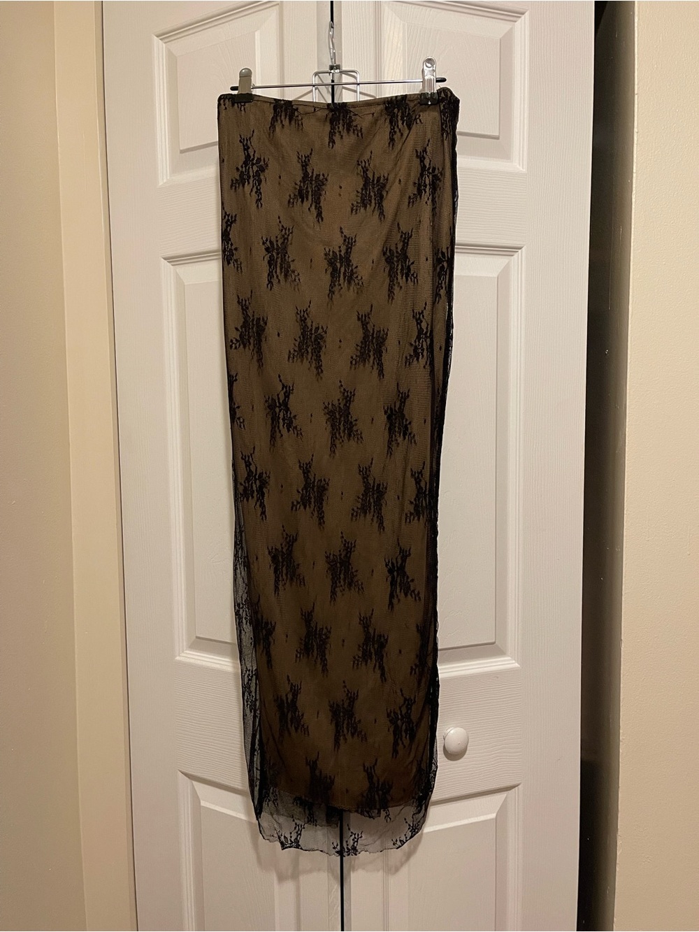 Black lace maxi skirt
